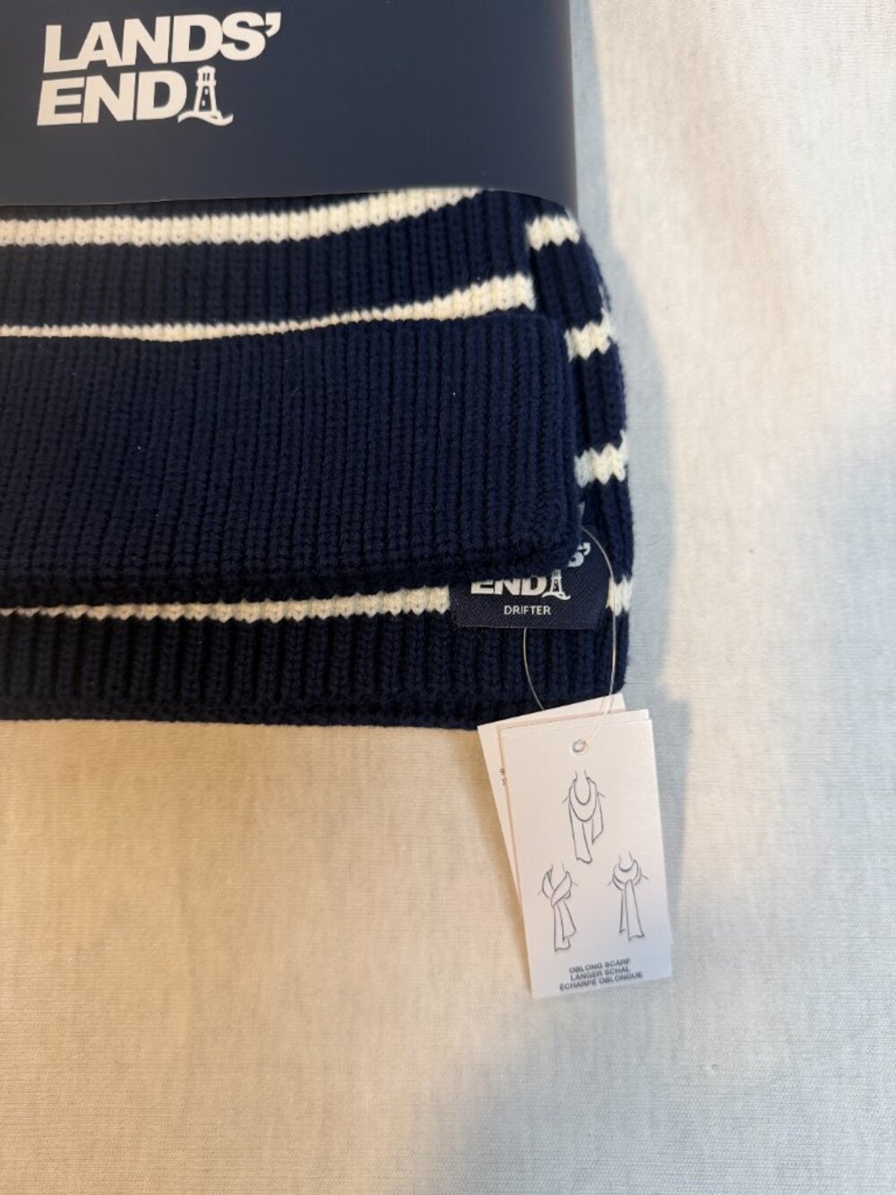 Lands End Drifter Hat Scarf Set NWT Cotton Unisex Winter Gift - Picture 4 of 4